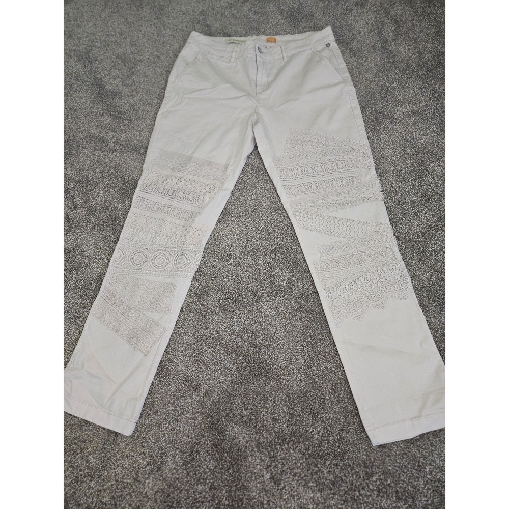 Pilcro and the Letterpress Pants Womens NO 30 Hyphen fit Chino Embroidery